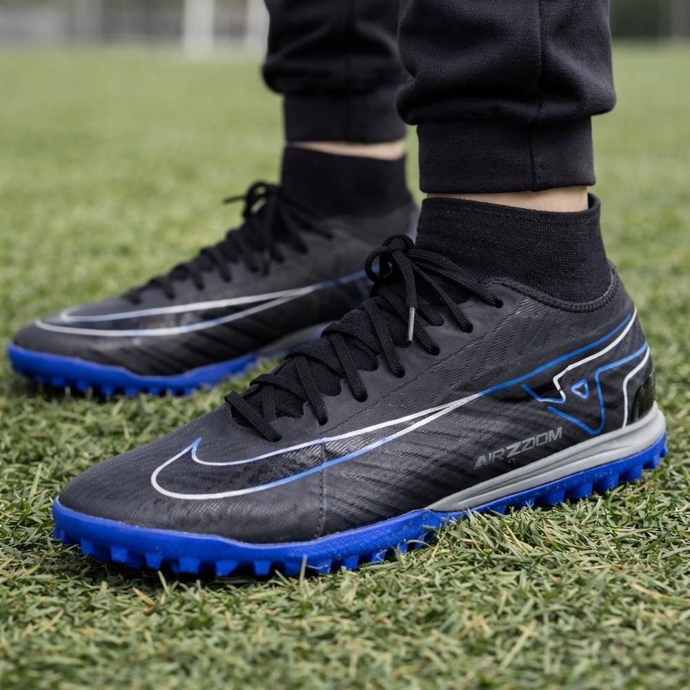 Nike Zoom Mercurial Turf Soccer Shoes Men’s 6.5 / Women’s 8 Black Blue EU 39